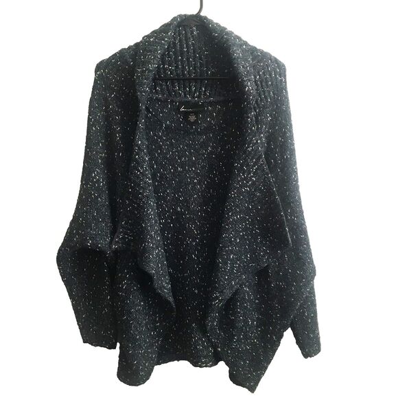 Lane Bryant Open Front Cardigan Teal Silver Sparkling Chunky Knit Sz 14/16 - Picture 1 of 9